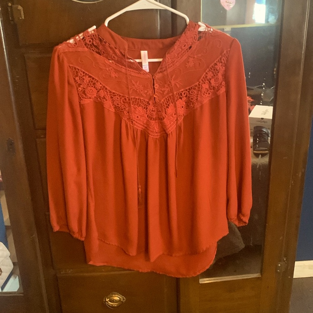 Fall flowy lace blouse